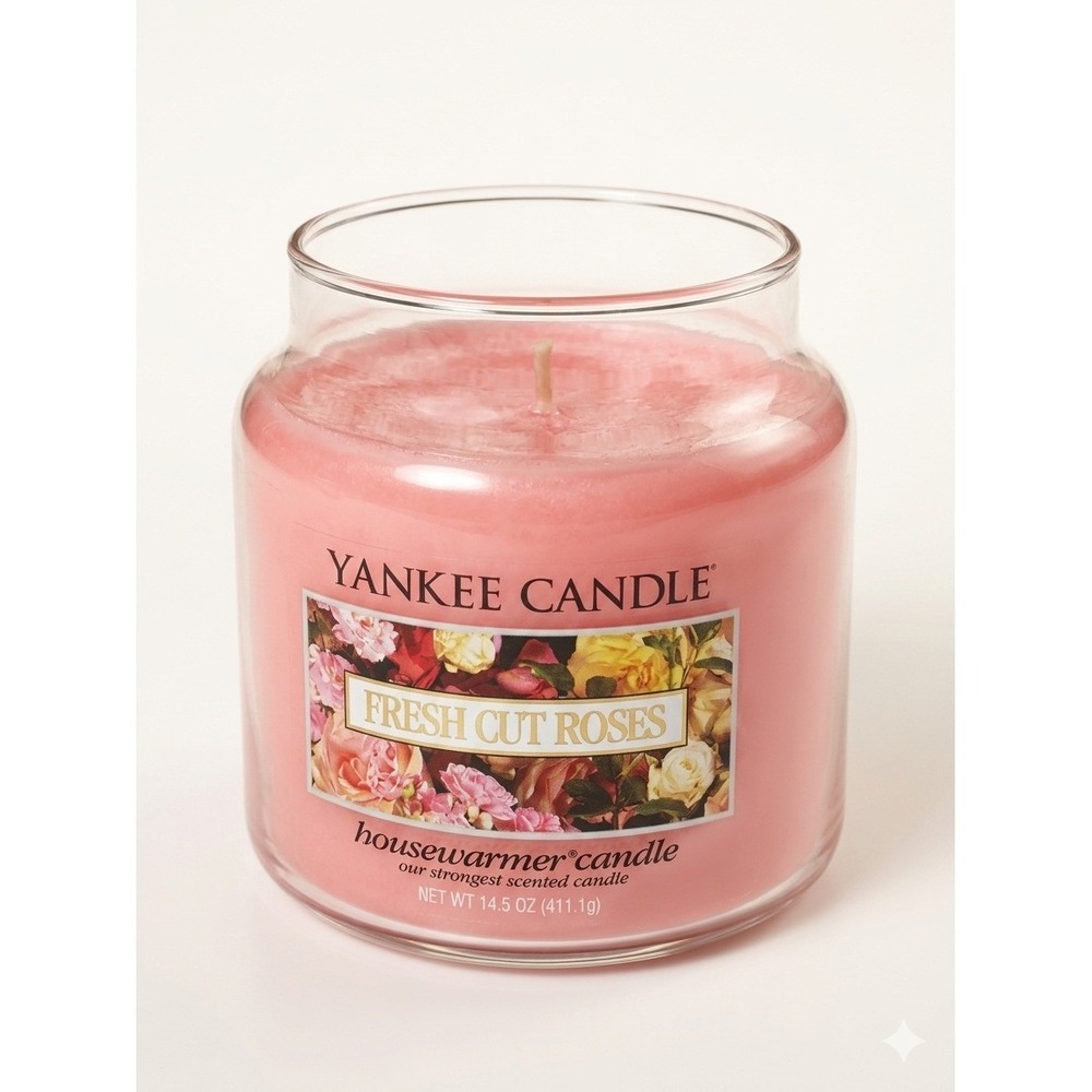 Yankee Candle Fresh‎ Cut Roses Medium Jar 14.5oz Scented Floral Pink 1038356